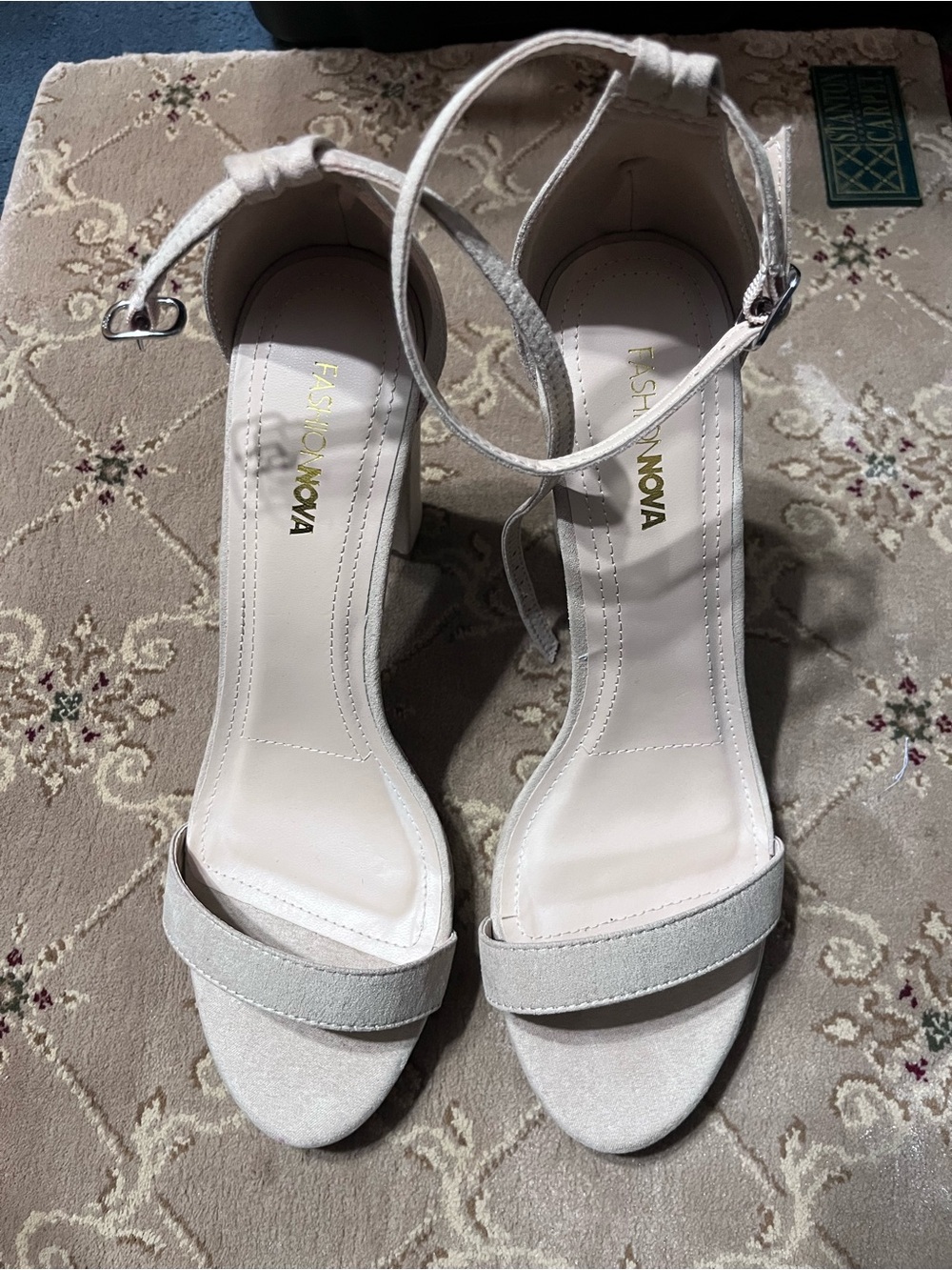 Fashion Nova Cream Ankle-Strap Open-Toe Platform Heels
